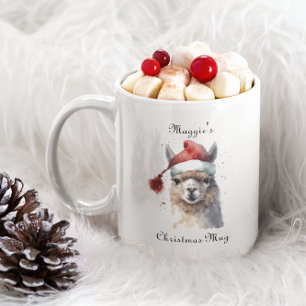 Tasse 2 Couleurs Chapeau de Père Noël à texte personnalisé en aquar