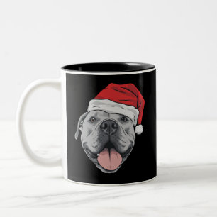 Tasse 2 Couleurs Chapeau de Père Noël Pitbull Noël Xmas Animalerie
