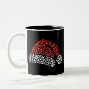 Tasse 2 Couleurs Chapeau de Santa Empreinte de Patte Noël Amoureux