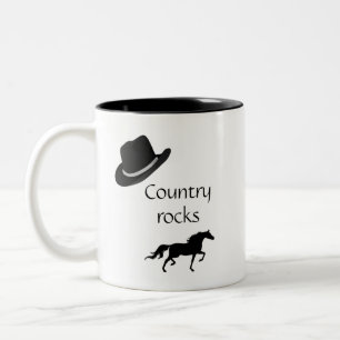 Tasse 2 Couleurs Chapeau noir de campagne & cheval