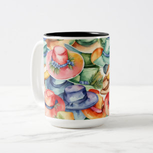 Tasse 2 Couleurs Chapeaux de cow-boy aquarelles colorés Art de sty