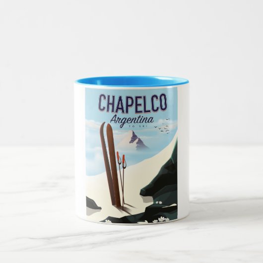 Tasse 2 Couleurs Chapelco Argentine pour skier (Centre)