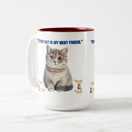 Tasse 2 Couleurs chaque chat est mon meilleur ami (Devant gauche)