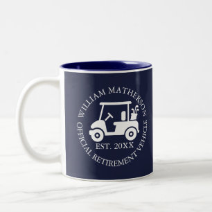 Tasse 2 Couleurs Chariot de golf personnalisé drôle pour retraite B