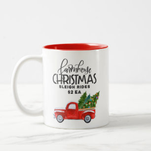 Tasse 2 Couleurs Chariot rouge couleur d'eau de Noël pour les agric