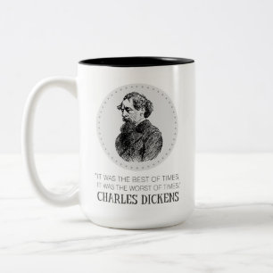 Tasse 2 Couleurs Charles Dickens Portrait et Citation