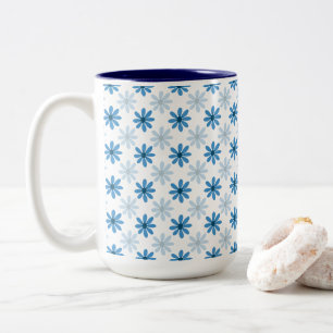 Tasse 2 Couleurs Charmant Fleur Bleue Moderne