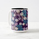 Tasse 2 Couleurs Charme Turquoise & Bourgogne Floral (Devant gauche)