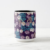 Tasse 2 Couleurs Charme Turquoise & Bourgogne Floral (Centre)