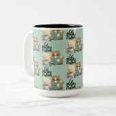 Tasse 2 Couleurs Charming Cat & Girl Reading Books (Devant gauche)