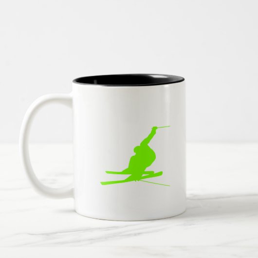 Tasse 2 Couleurs Chartreuse, Neon Green Snow Ski (Gauche)