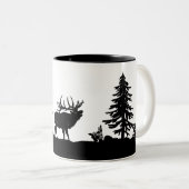 Tasse 2 Couleurs Chasse aux élans taureaux (Devant droit)