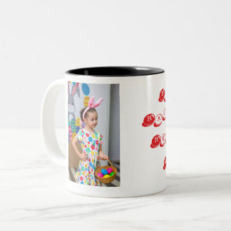 Tasse 2 Couleurs Chasse aux œufs de fille avec panier et oreille de