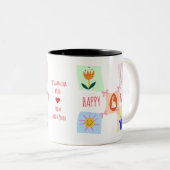 Tasse 2 Couleurs Chasse aux oeufs de Pâques Wavy Checkerboard Bunny (Devant droit)