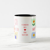 Tasse 2 Couleurs Chasse aux oeufs de Pâques Wavy Checkerboard Bunny (Centre)