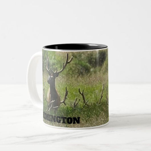 Tasse 2 Couleurs Chasse Rustique Vie Oiseau Cerf (Devant gauche)