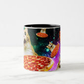 Tasse 2 Couleurs Chat à pizza de l'espace amusant (Centre)