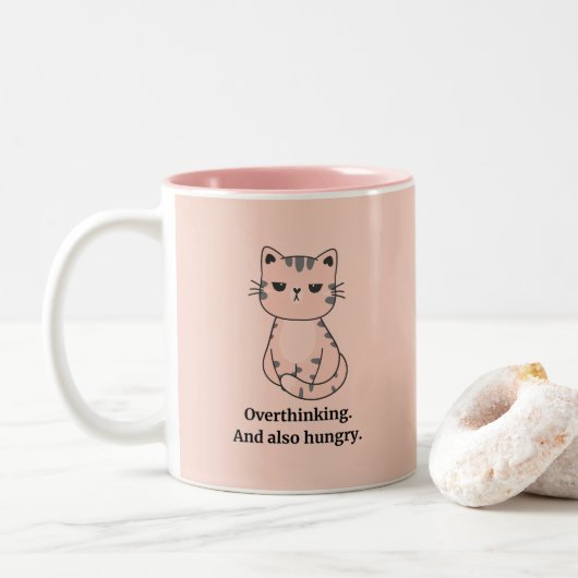 Tasse 2 Couleurs Chat affamé (Avec donut)