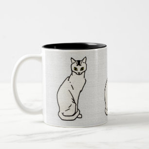 Tasse 2 Couleurs Chat assis sur Gris par Julie de Graag