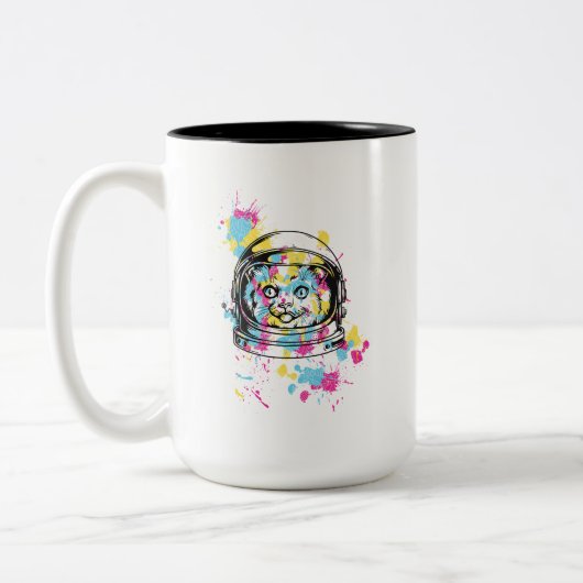 Tasse 2 Couleurs Chat Astronaute (Gauche)
