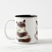 Tasse 2 Couleurs Chat avec Fleur (Gauche)