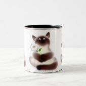 Tasse 2 Couleurs Chat avec Fleur (Centre)