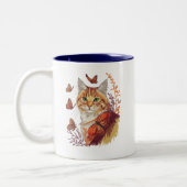 Tasse 2 Couleurs Chat avec papillons Monarch (Gauche)