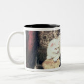 Tasse 2 Couleurs Chat avec ses chatons sur un coussin (Gauche)