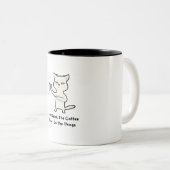 Tasse 2 Couleurs Chat blanc illustré d'abord (Devant droit)