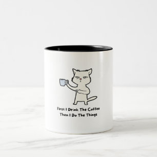 Tasse 2 Couleurs Chat blanc illustré d'abord