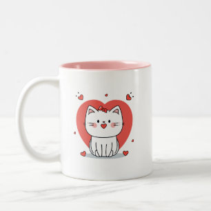 Tasse 2 Couleurs chat blanc mignon