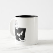 Tasse 2 Couleurs Chat blanc mignon assis dans une poche (Devant gauche)
