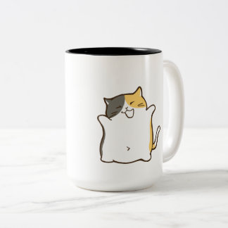 Tasse 2 Couleurs Chat calicot dodu - Autocollant Kawaii