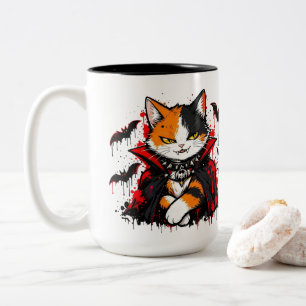 Tasse 2 Couleurs Chat calicot vampire Halloween