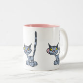 Tasse 2 Couleurs Chat caricature gris cool (Devant droit)