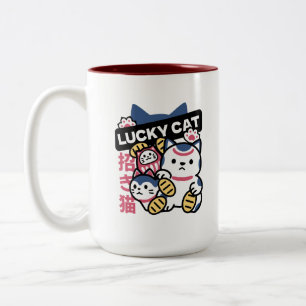 Tasse 2 Couleurs Chat Chanceux Maneki Neko – Chat de Fortune Japona