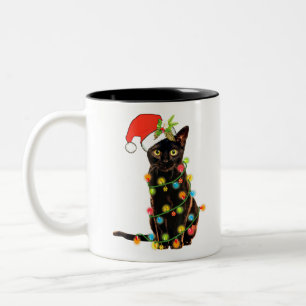 Tasse 2 Couleurs Chat Christmas Funny Meowy Arbre de Noël Chat