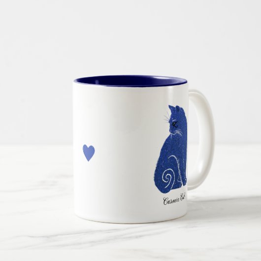 Tasse 2 Couleurs Chat cosmique bleu (Devant droit)