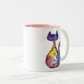 Tasse 2 Couleurs Chat couleur blanc mignon (Devant droit)