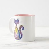 Tasse 2 Couleurs Chat couleur blanc mignon (Devant gauche)