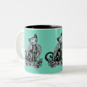 Tasse 2 Couleurs Chat Crâne de Sucre (Devant gauche)