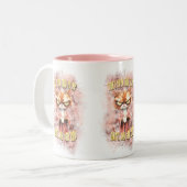 Tasse 2 Couleurs Chat Cranky Avec Café (Devant gauche)