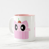 Tasse 2 Couleurs chat cupcake kawaii (Devant gauche)