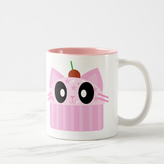 Tasse 2 Couleurs chat cupcake kawaii (Droit)