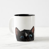 Tasse 2 Couleurs Chat curieux mignon (Devant gauche)
