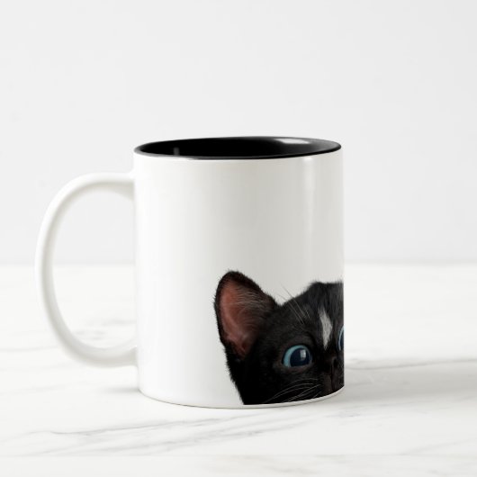 Tasse 2 Couleurs Chat curieux mignon (Gauche)