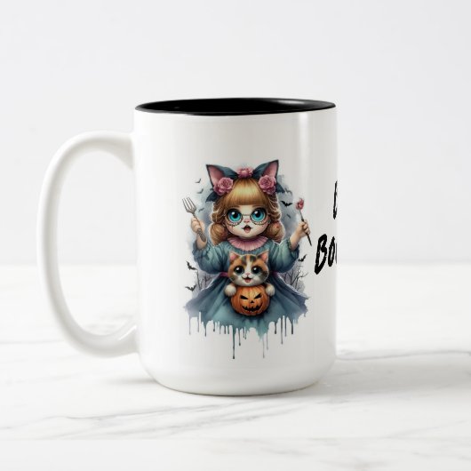 TASSE 2 COULEURS CHAT-DAME SANS ENFANT (Gauche)