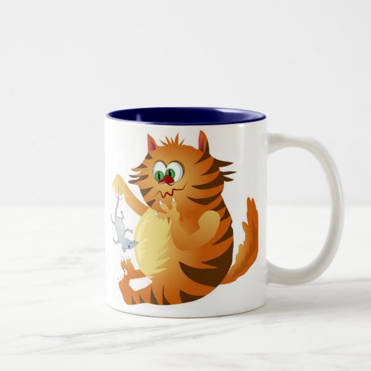Tasse 2 Couleurs Chat de gingembre (Droit)