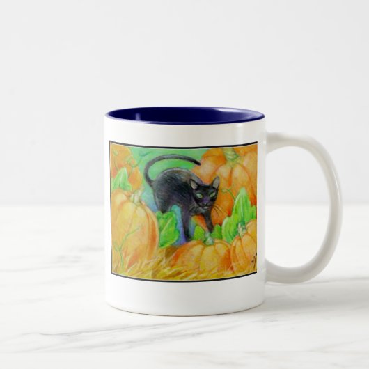 Tasse 2 Couleurs Chat de Halloween (Droit)