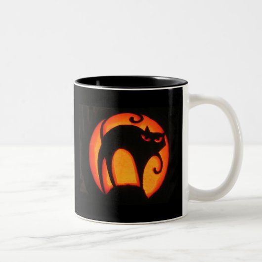 Tasse 2 Couleurs Chat de Halloween (Droit)